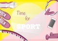 Sports accessories. Women outfits. Pink color collection.